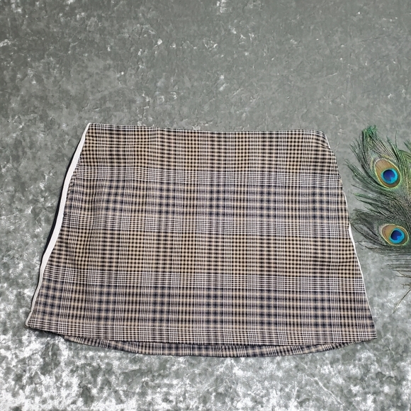 Urban Outfitters Plaid Racing Side Stripe Mini Skirt - Picture 1 of 8